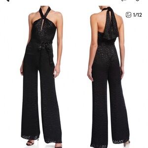 Alexis Black Textured Halter Jumpsuit